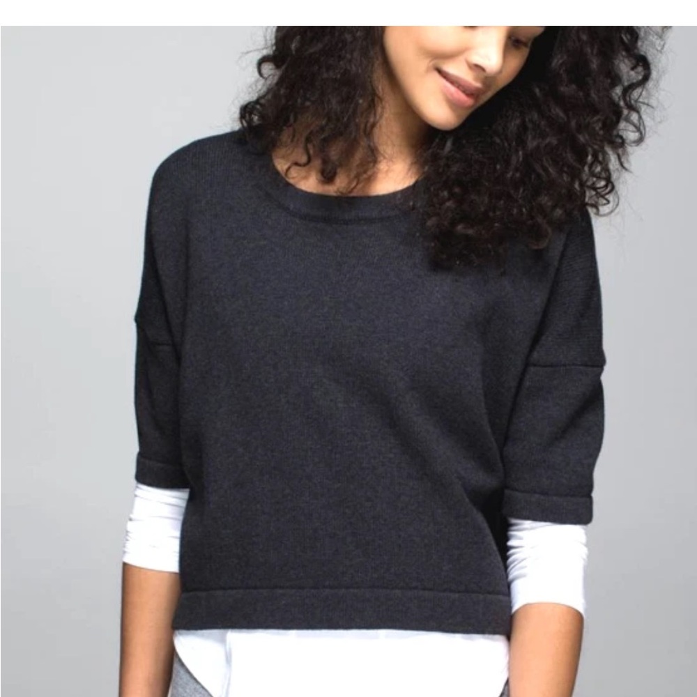 Lululemon Bhakti Reality Short Sleeve Sweater Heather Black